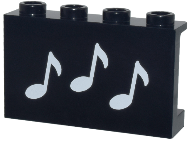 LEGO 14718pb080 - Panel 1 x 4 x 2 s bočními podpěrami - Duté výstupky se vzorem 3 bílých not