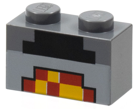 LEGO 3004pb162 - Kostka 1 x 2 s pixelovaným vzorem osvětlené pece z Minecraftu