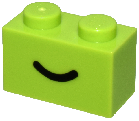 LEGO Part 3004pb302 - Brick 1 x 2 with Black Smile Curved Line Pattern