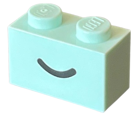 LEGO Part 3004pb302 - Brick 1 x 2 with Black Smile Curved Line Pattern