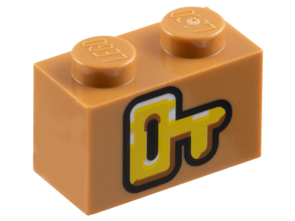 LEGO 3004pb316 - Kostka 1 x 2 se žlutým klíčem s černým obrysovým vzorem (Super Mario Key Block)