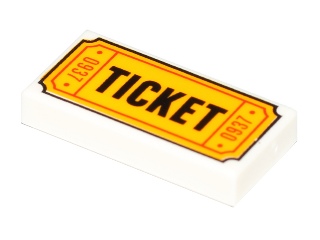 LEGO 3069pb0584 - Dlaždice 1 x 2 se vzorem „TICKET“ a „0937“