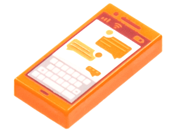LEGO 3069pb0864 - Dlaždice 1 x 2 s obrazovkou mobilního telefonu / chytrého telefonu s klávesnicí a vzorem textových zpráv