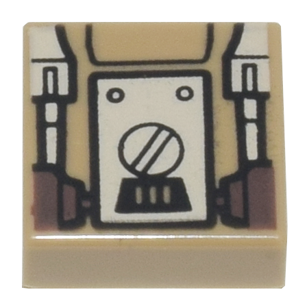 LEGO 3070pb346 - Dlaždice 1 x 1 s bílým a tmavě hnědým vzorem zadního panelu SW Mark IV Architect Droid (profesor Huyang)