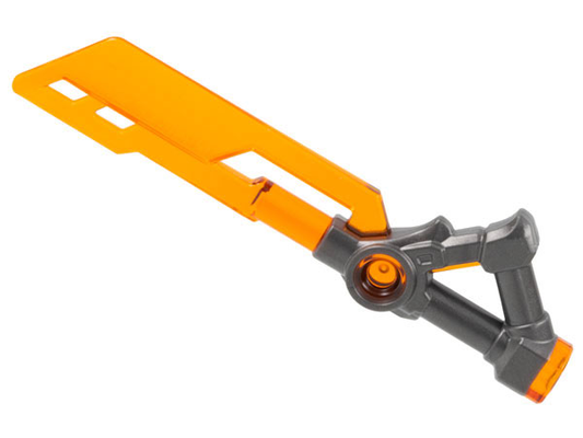 LEGO 3214pb01 - Minifigurka, Zbraň - Meč se 3 otvory v čepeli s tvarovaným perleťovým tmavě šedým trojúhelníkovým vzorem na jílci (Meč Ninjago Impérium)