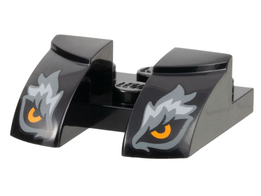 LEGO 3220pb02 - Zakřivený klín 3 x 3 s výřezem, oranžovýma vlčíma očima, tmavě modrošedým a světle modrošedým vzorem srsti