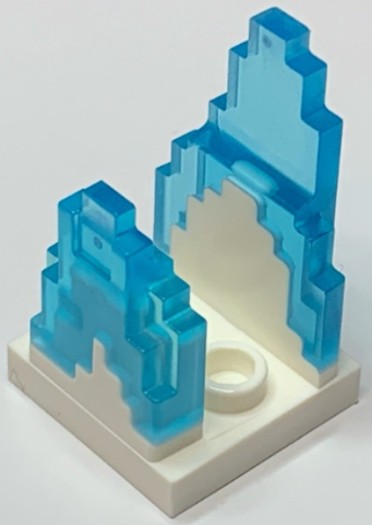 LEGO 41685pb02 - Pixelovaná vlna (plamen) na dlaždicei 2 x 2 se 2 výstupky uprostřed s tvarovaným průsvitně modrým ohnivým vzorem