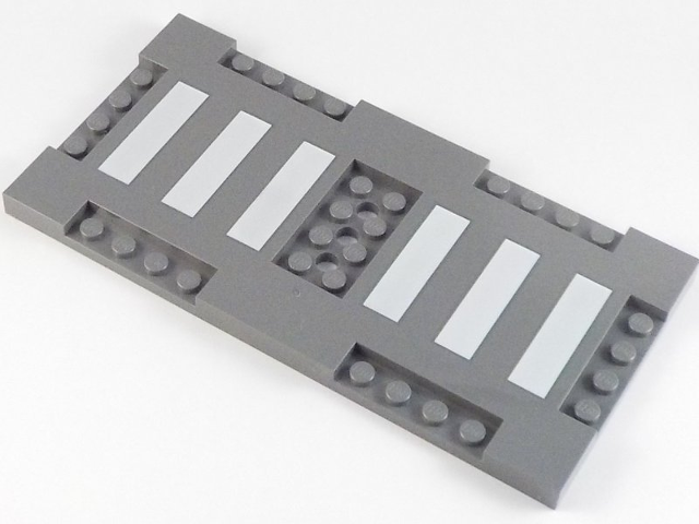 LEGO 71772pb01 - Upravená kostka 8 x 16 x 2/3 s prohlubněmi 1 x 4 a 2 x 4 se vzorem 6 bílých pruhů (přechod pro chodce)