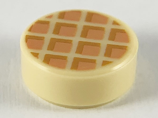 LEGO 98138pb118 - Dlaždice, kulatá 1 x 1 s vaflovým vzorem, nugátové čtverce se středním nugátovým okrajem