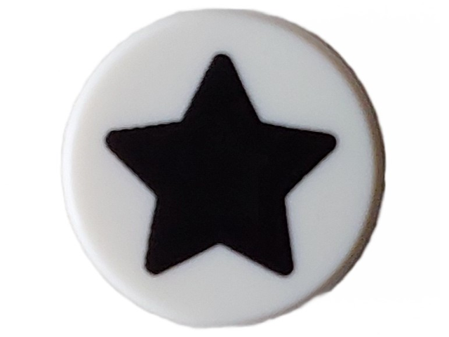 LEGO Part 98138pb363 - Tile, Round 1 x 1 with Black Star Pattern