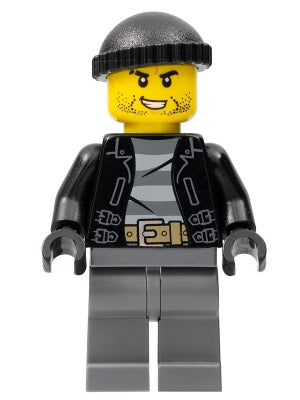 LEGO cty0930 - Policie - Městský bandita a zločinec, černá pletená čepice, černé strniště