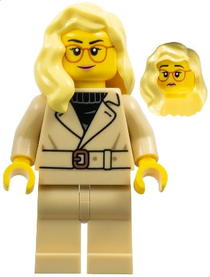 LEGO cty1654 - Turistka - Žena, hnědá bunda a nohy, zářivě světle žluté vlasy, brýle