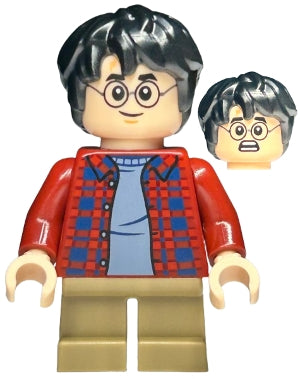 LEGO hp481 - Harry Potter - Tmavě červená kostkovaná flanelová košile, tmavě hnědé krátké nohavice