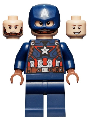 LEGO sh0736 - Kapitán Amerika - tmavě modrý oblek, červenohnědé ruce, helma