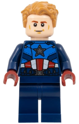 LEGO sh0908 - Kapitán Amerika - tmavě modrý oblek, tmavě červené ruce, vlasy