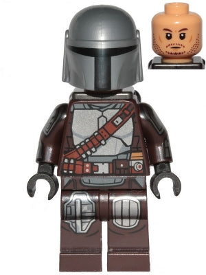 LEGO sw1212 - Mandalorian / Din Djarin / 'Mando' - Stříbrné brnění Beskar, tryskový batoh, potištěná hlava