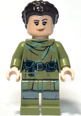 LEGO sw1296 - Princezna Leia - Olivově zelený endorský kostým, vlasy