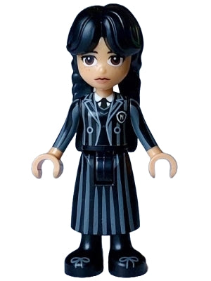 LEGO wed001 - Wednesday Addams - Černá pruhovaná školní uniforma