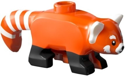 LEGO Part 106597pb01 - Red Panda with Black Legs, Eyes and Nose and White Ears, Muzzle and Stripes Pattern