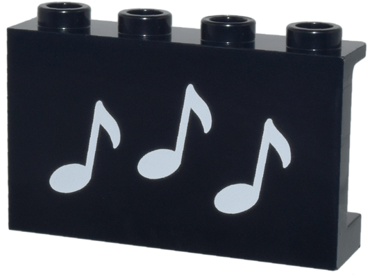 LEGO 14718pb080 - Panel 1 x 4 x 2 s bočními podpěrami - Duté výstupky se vzorem 3 bílých not