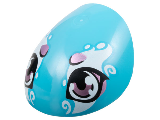 LEGO Part 21560pb17 - Large Figure Armor, Round, Smooth with Black and Metallic Pink Eyes and Spots and White Markings Pattern (Turtle Head)