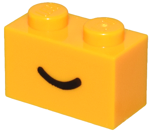 LEGO Part 3004pb302 - Brick 1 x 2 with Black Smile Curved Line Pattern