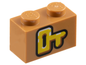LEGO 3004pb316 - Kostka 1 x 2 se žlutým klíčem s černým obrysovým vzorem (Super Mario Key Block)
