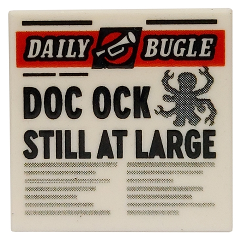 LEGO 3068pb1724 - Dlaždice 2 x 2 s novinami 'DAILY BUGLE' a vzorem 'DOC OCK STILL AT LARGE'