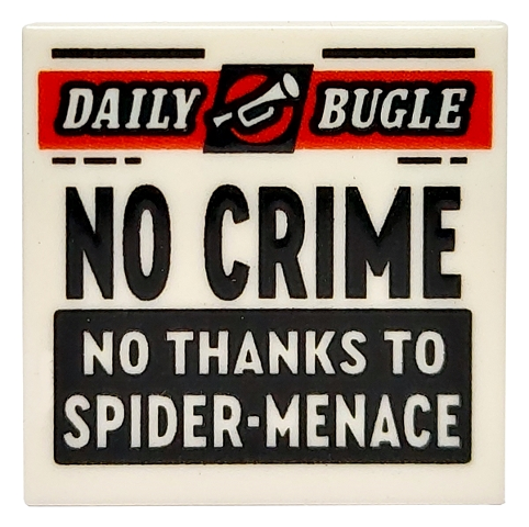 LEGO 3068pb1732 - Dlaždice 2 x 2 s novinami 'DAILY BUGLE' a vzorem 'NO CRIME NO THANKS TO SPIDER-MENACE'