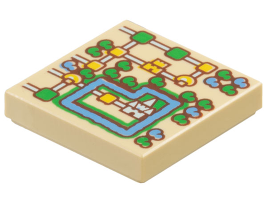 LEGO 3068pb2302 - Dlaždice 2 x 2 s mapou světa Super Mario se vzorem hradu a příkopu