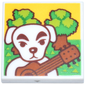 LEGO 3068pb2354 - Dlaždice 2 x 2 s bílým psem, tmavě oranžovou kytarou, jasně zelenou a limetkovou trávou a stromy (obal alba Animal Crossing KK Slider Forest Life)