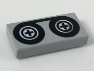 LEGO 3069p02 - Vzor dlaždice 1 x 2 s černými cívkami pásky