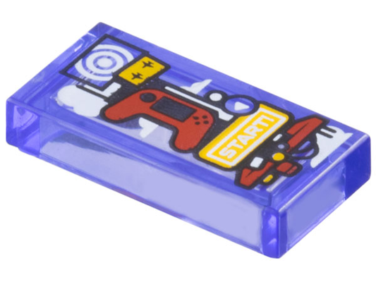 LEGO Part 3069pb1268 - Tile 1 x 2 with Game System Tower with Red Controller, White Target and 'START!' Pattern