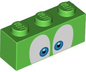 LEGO 3622pb125 - Kostka 1 x 3 s tmavě azurovýma a černýma očima na bílém pozadí (Super Mario Larry Horní strana)