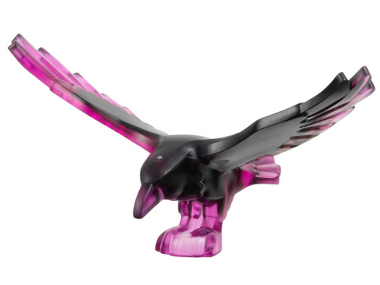LEGO Part 5272pb01 - Bird, Raven with Spread Wings with Marbled Black Pattern