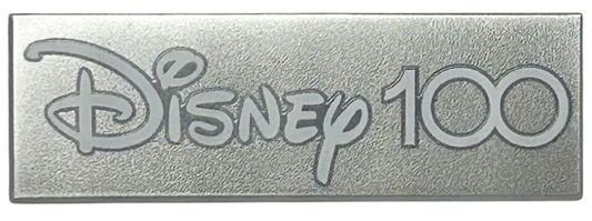 LEGO Part 69729pb076 - Tile 2 x 6 with White 'Disney 100' on Silver Background Pattern