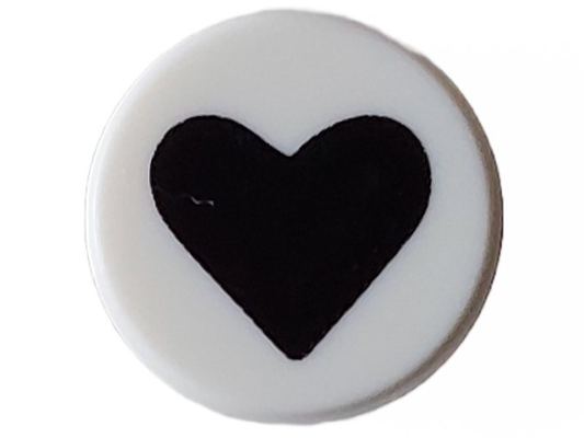 LEGO Part 98138pb362 - Tile, Round 1 x 1 with Black Heart Pattern