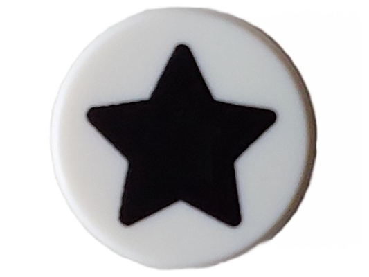 LEGO Part 98138pb363 - Tile, Round 1 x 1 with Black Star Pattern