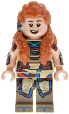 LEGO Minifig hrz001 - Aloy - Open Mouth Smile / Lopsided Closed Mouth