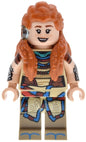 LEGO Minifig hrz001 - Aloy - Open Mouth Smile / Lopsided Closed Mouth