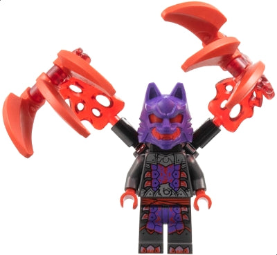 LEGO njo899 - Vlčí maska ​​bojovníka - tmavě fialová a červená maska, energetické drápy