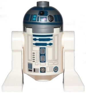 LEGO sw1085 - Astromechanický droid, R2-D2, plochá stříbrná hlava, tmavě růžové tečky a velký receptor